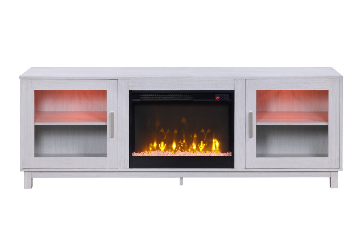 Summit - TV Stand Console With Fireplace - White Walnut Finish by Couch.com