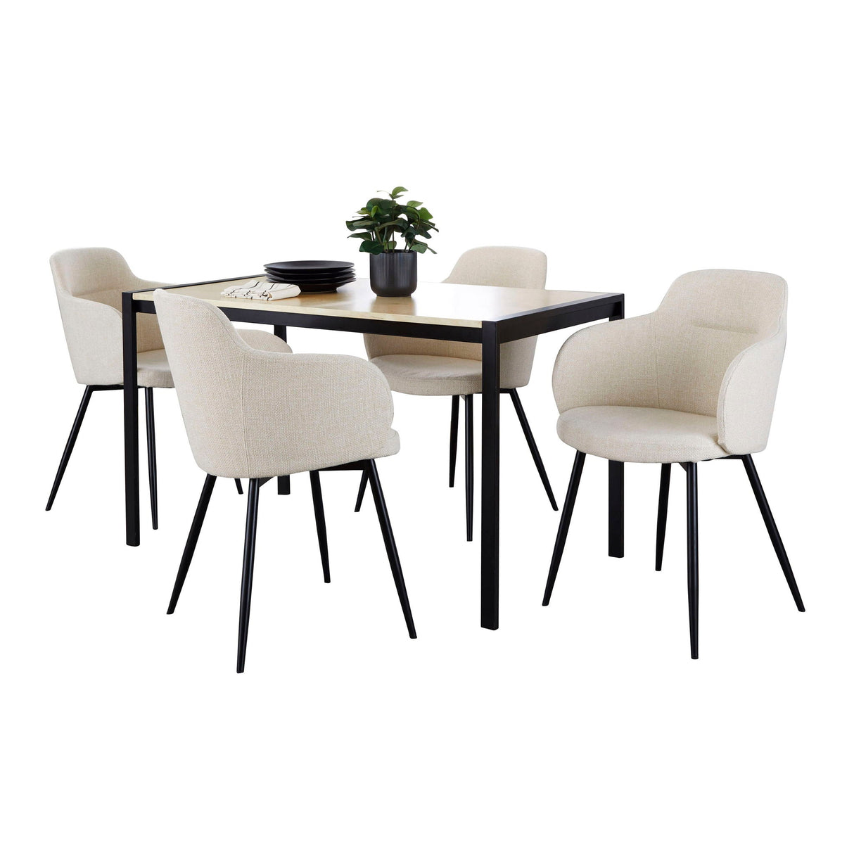 Fuji Boyne - 5 Piece Contemporary Dining Set - Black / Natural / Cream by Couch.com