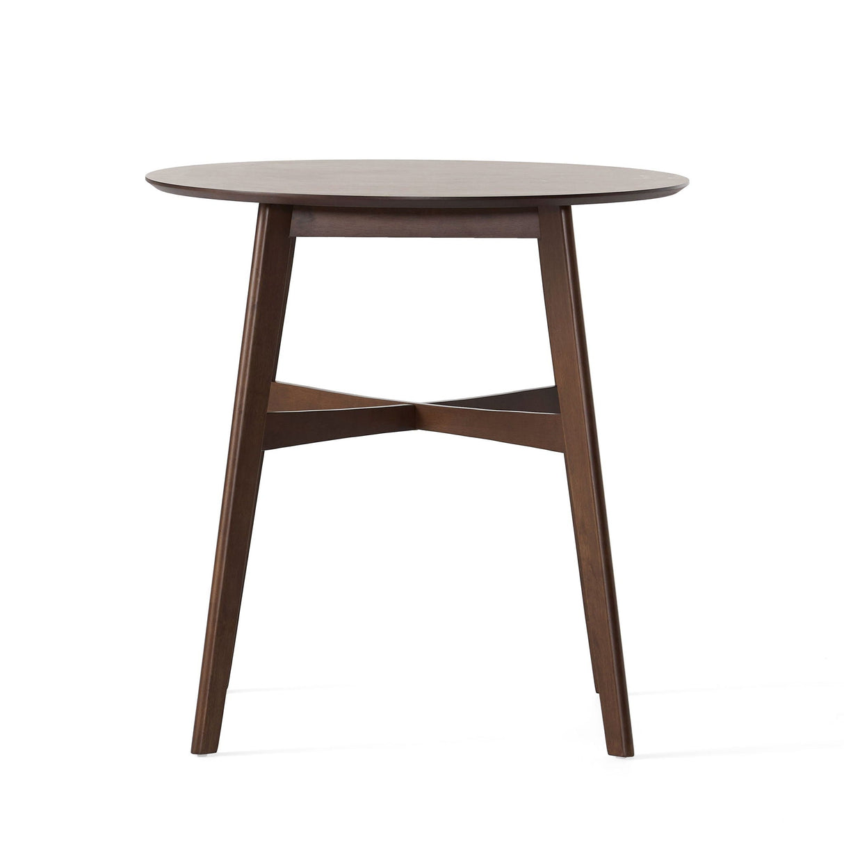 Round Counter Height Dining Table With Thick Rubberwood Legs And Support Beams - Walnut by Couch.com