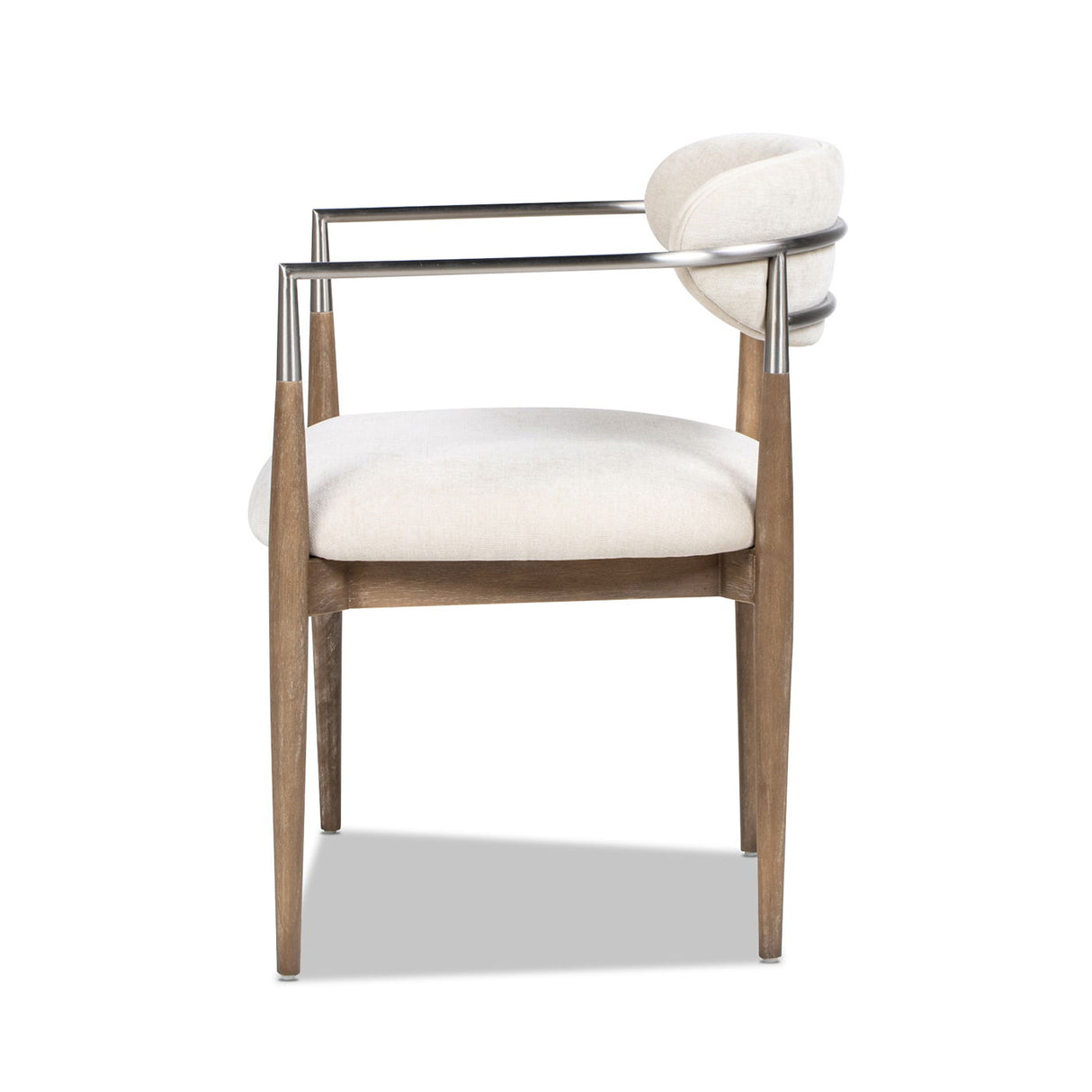 Artemis - Mixed Material Upholstered Dining Arm Chair - Warm White by Couch.com