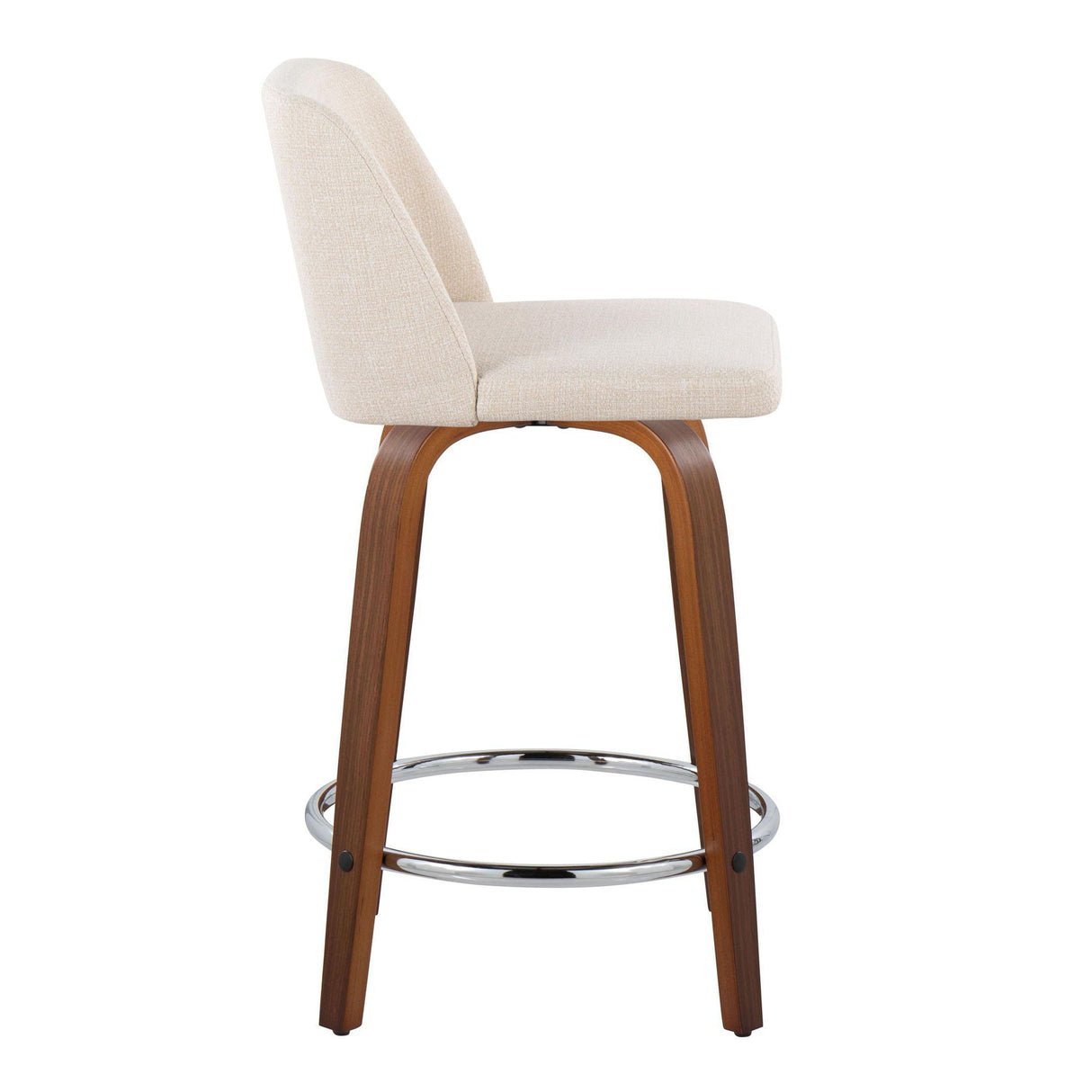 Toriano - Mid Century Modern Fixed Height Counter Stool With Swivel With Round Footrest (Set of 2) by Couch.com
