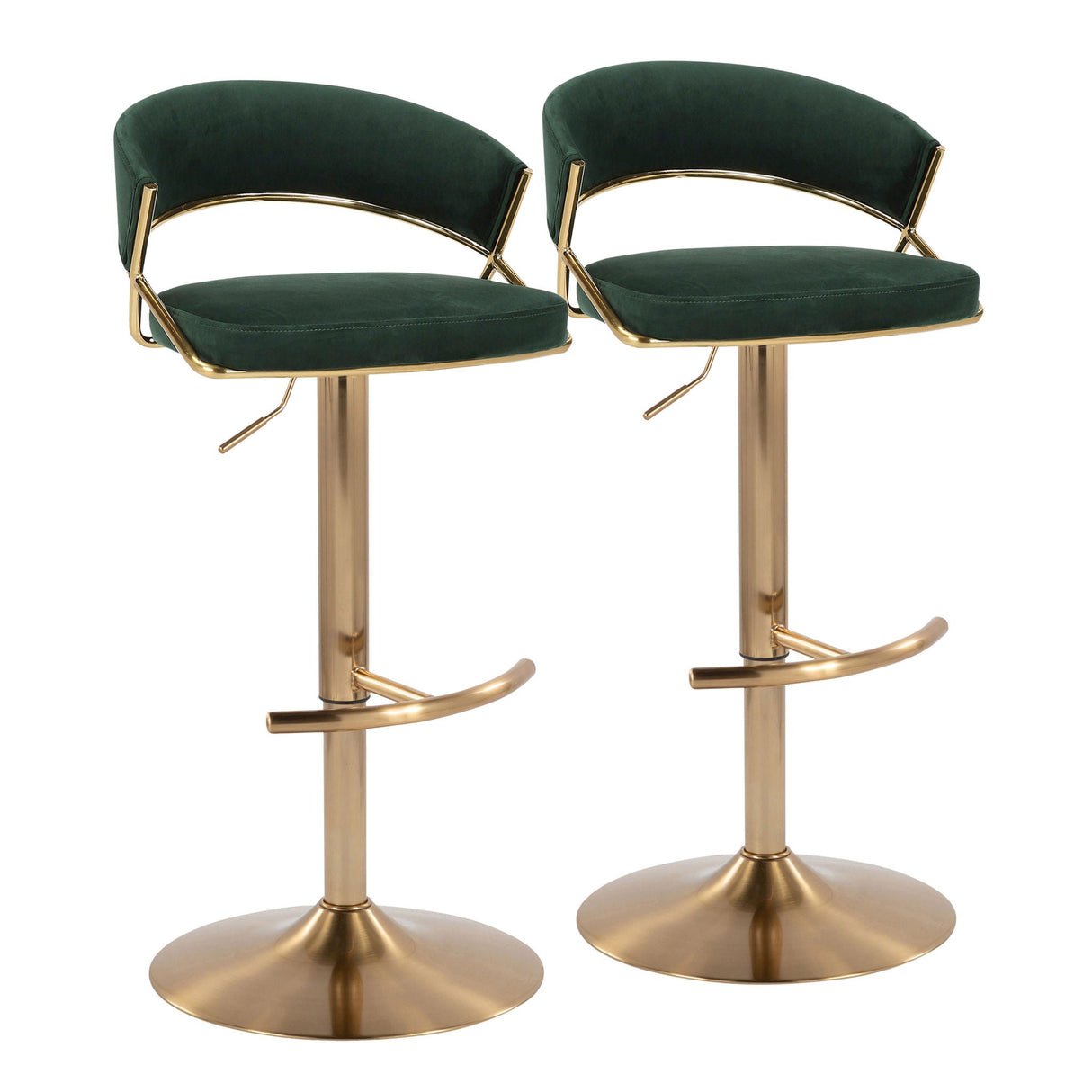 Jie - Contemporary Adjustable Barstool With Swivel With Rounded T Footrest (Set of 2) by Couch.com