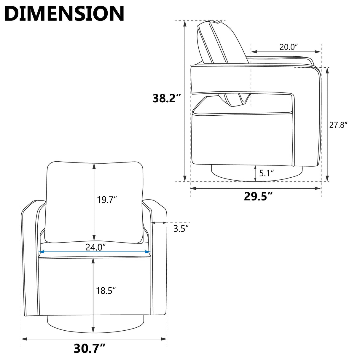 Swivel Accent Open Back Chair Modern Comfy Sofa Chair With Base by Couch.com