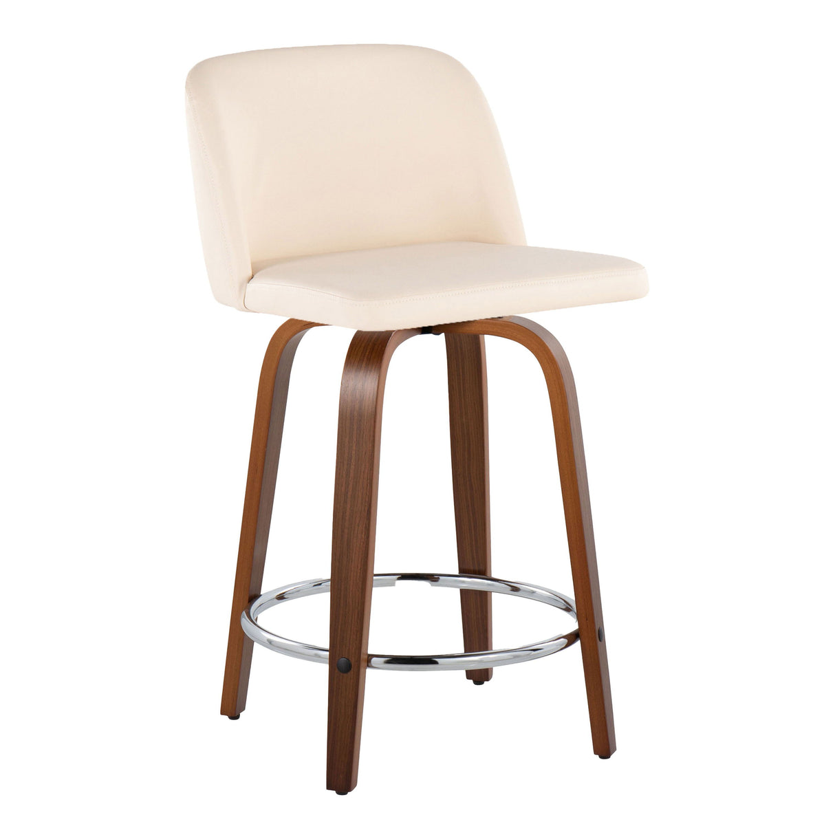Toriano - Mid Century Modern Fixed Height Counter Stool With Swivel With Round Footrest (Set of 2) by Couch.com