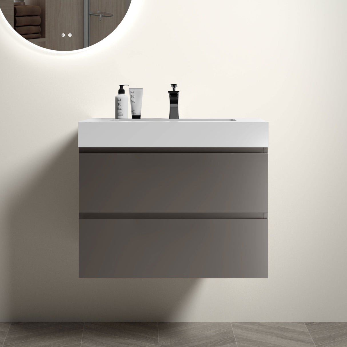 Alice - Bathroom Vanity With Sink, Large Storage Wall Mounted Floating Bathroom Vanity For Modern Bathroom, One-Piece Sink Basin Without Drain And Faucet by Couch.com