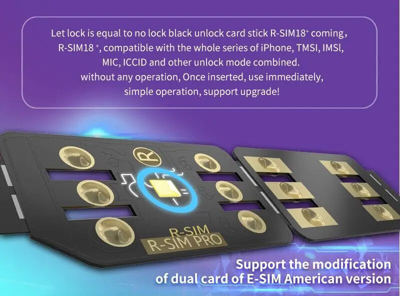 R-SIM18+ RSIM 18+ Nano Unlock Card For iPhone 14 Plus 13 12 11 Pro Max XR iOS 16