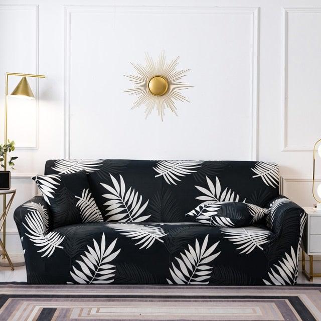 Elastic Plain Floral Printing Sofa Cover Stretch for Living Room Couch Cover Chair Protector 1/2/3/4 Seater Printed Couch Cover for 3 Cushion Couch Floral Pattern Sofa Cover with Separate Cushion Cover Pieces Stretch Sofa Slipcover