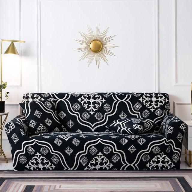 Elastic Plain Floral Printing Sofa Cover Stretch for Living Room Couch Cover Chair Protector 1/2/3/4 Seater Printed Couch Cover for 3 Cushion Couch Floral Pattern Sofa Cover with Separate Cushion Cover Pieces Stretch Sofa Slipcover