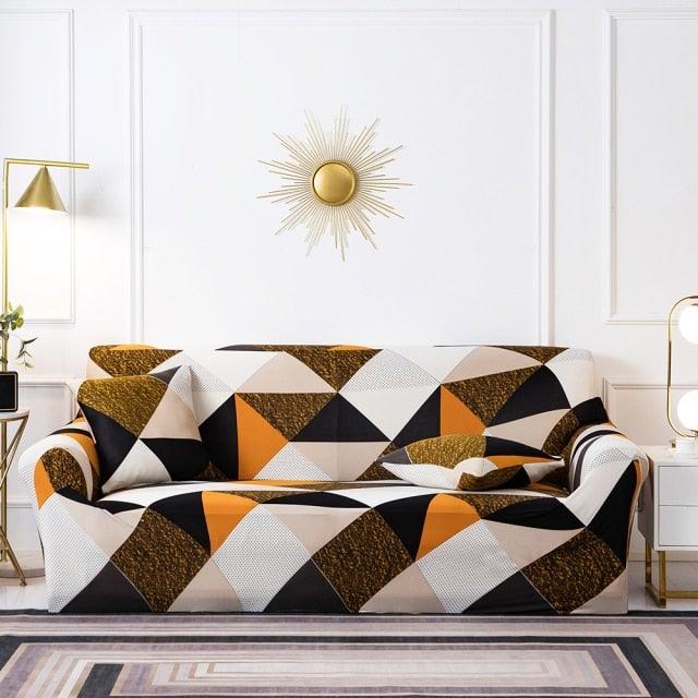 Elastic Plain Floral Printing Sofa Cover Stretch for Living Room Couch Cover Chair Protector 1/2/3/4 Seater Printed Couch Cover for 3 Cushion Couch Floral Pattern Sofa Cover with Separate Cushion Cover Pieces Stretch Sofa Slipcover