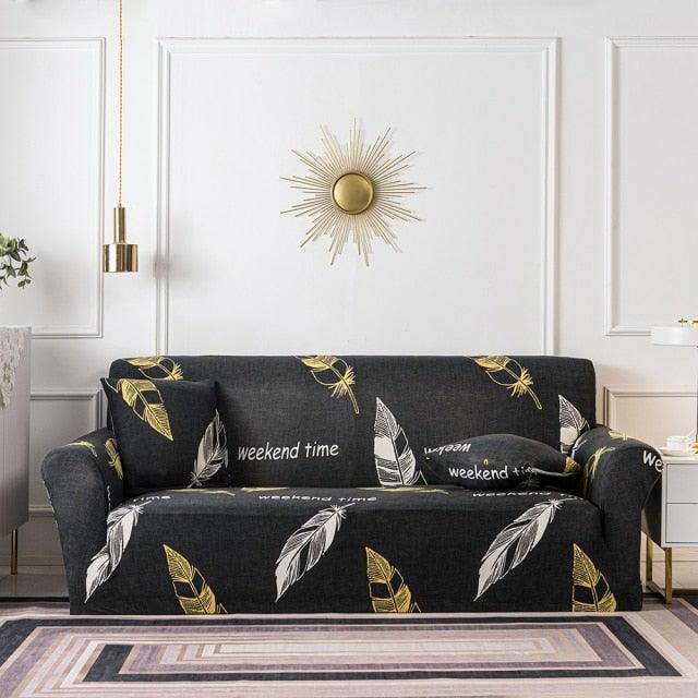 Elastic Plain Floral Printing Sofa Cover Stretch for Living Room Couch Cover Chair Protector 1/2/3/4 Seater Printed Couch Cover for 3 Cushion Couch Floral Pattern Sofa Cover with Separate Cushion Cover Pieces Stretch Sofa Slipcover