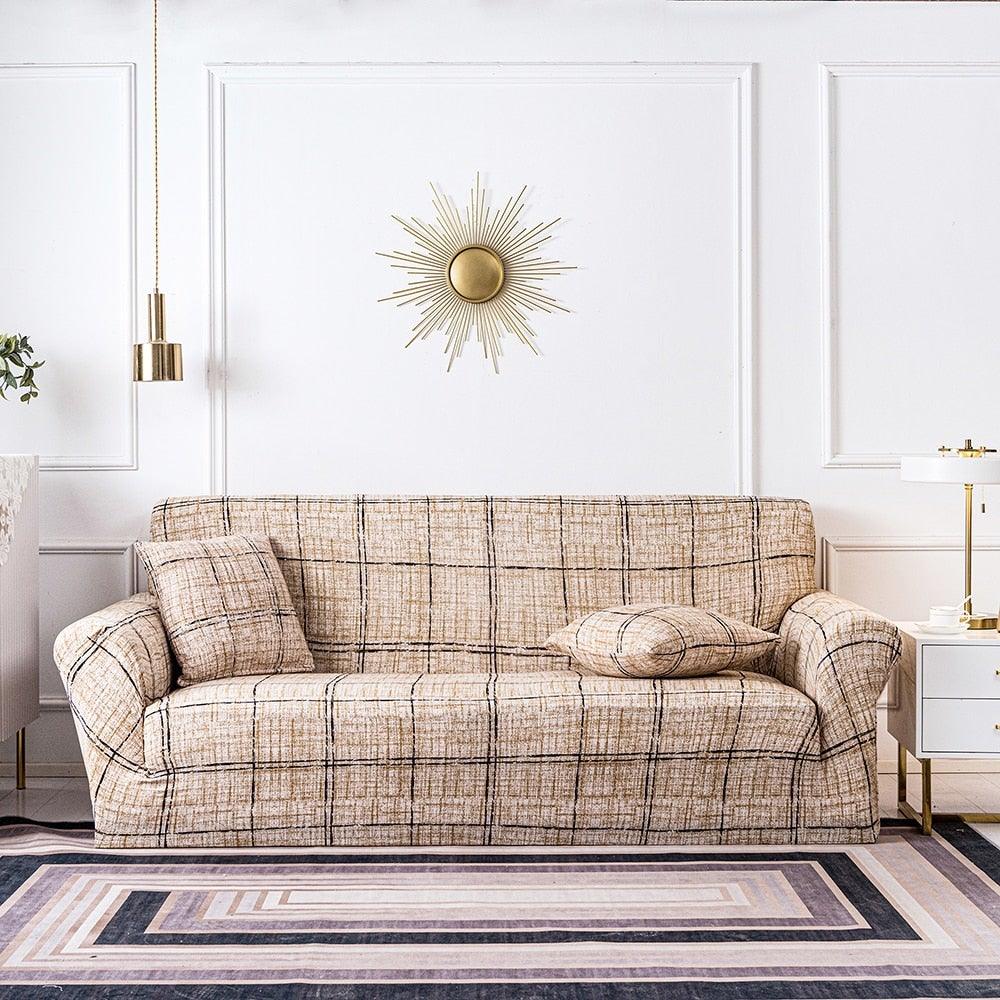 Elastic Plain Floral Printing Sofa Cover Stretch for Living Room Couch Cover Chair Protector 1/2/3/4 Seater Printed Couch Cover for 3 Cushion Couch Floral Pattern Sofa Cover with Separate Cushion Cover Pieces Stretch Sofa Slipcover