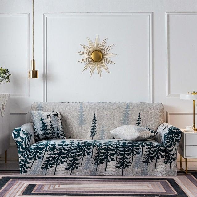 Elastic Plain Floral Printing Sofa Cover Stretch for Living Room Couch Cover Chair Protector 1/2/3/4 Seater Printed Couch Cover for 3 Cushion Couch Floral Pattern Sofa Cover with Separate Cushion Cover Pieces Stretch Sofa Slipcover