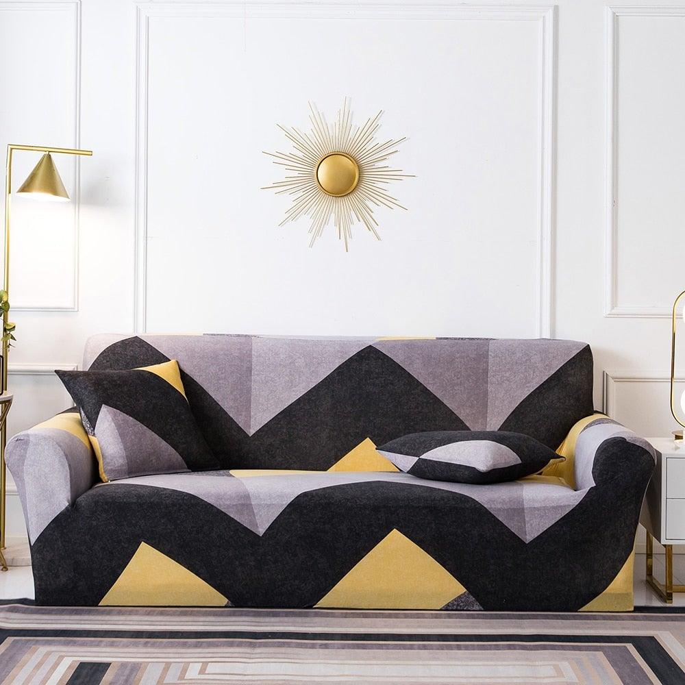 Elastic Plain Floral Printing Sofa Cover Stretch for Living Room Couch Cover Chair Protector 1/2/3/4 Seater Printed Couch Cover for 3 Cushion Couch Floral Pattern Sofa Cover with Separate Cushion Cover Pieces Stretch Sofa Slipcover