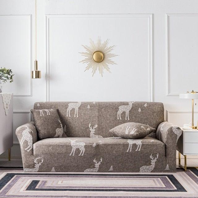 Elastic Plain Floral Printing Sofa Cover Stretch for Living Room Couch Cover Chair Protector 1/2/3/4 Seater Printed Couch Cover for 3 Cushion Couch Floral Pattern Sofa Cover with Separate Cushion Cover Pieces Stretch Sofa Slipcover