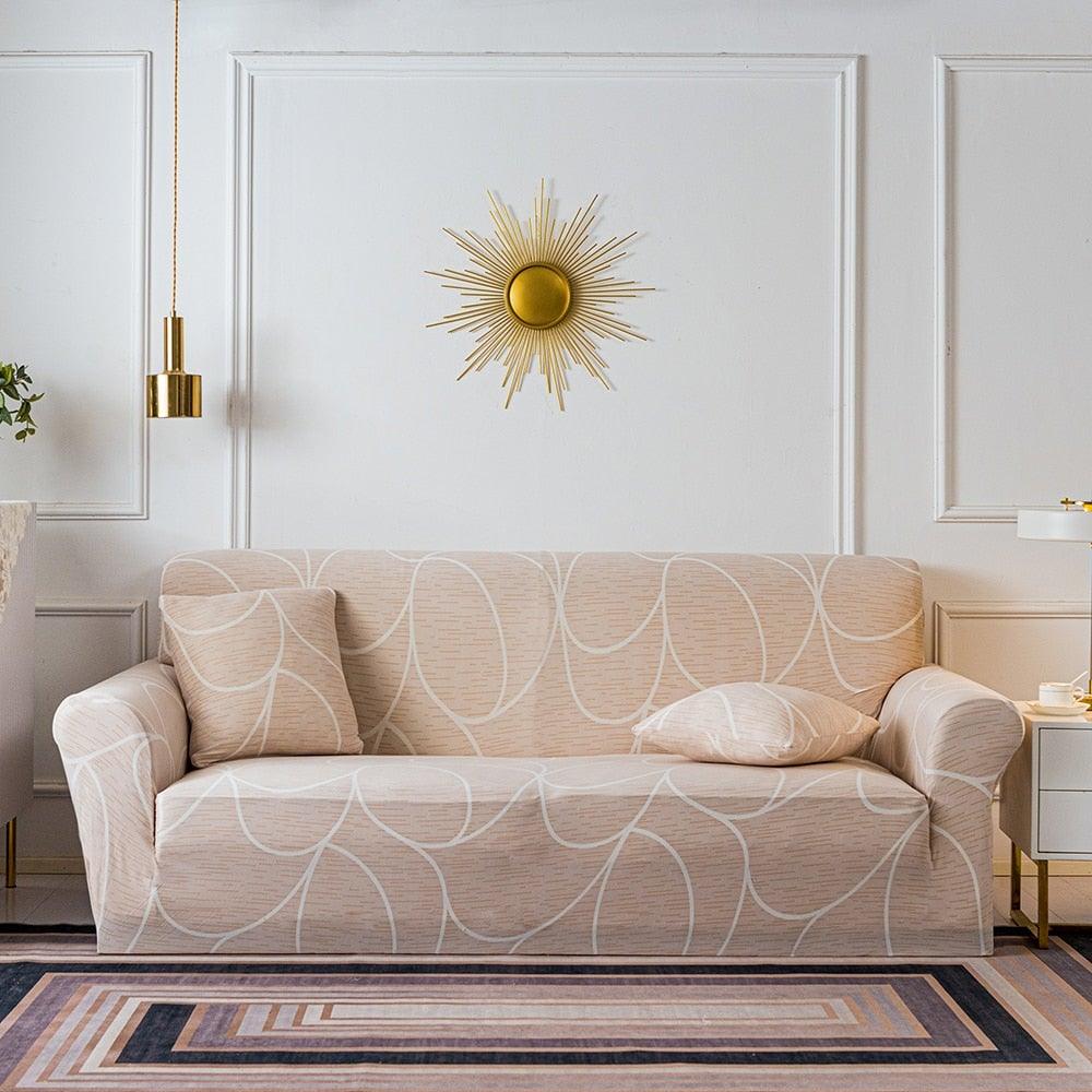 Elastic Plain Floral Printing Sofa Cover Stretch for Living Room Couch Cover Chair Protector 1/2/3/4 Seater Printed Couch Cover for 3 Cushion Couch Floral Pattern Sofa Cover with Separate Cushion Cover Pieces Stretch Sofa Slipcover