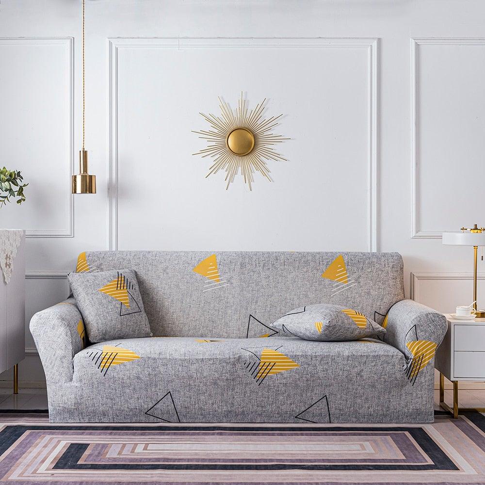 Elastic Plain Floral Printing Sofa Cover Stretch for Living Room Couch Cover Chair Protector 1/2/3/4 Seater Printed Couch Cover for 3 Cushion Couch Floral Pattern Sofa Cover with Separate Cushion Cover Pieces Stretch Sofa Slipcover