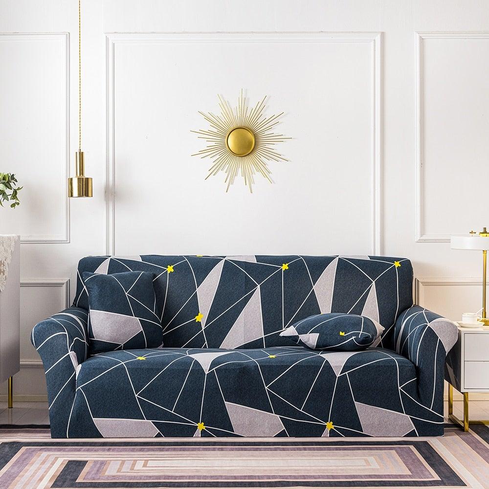 Elastic Plain Floral Printing Sofa Cover Stretch for Living Room Couch Cover Chair Protector 1/2/3/4 Seater Printed Couch Cover for 3 Cushion Couch Floral Pattern Sofa Cover with Separate Cushion Cover Pieces Stretch Sofa Slipcover