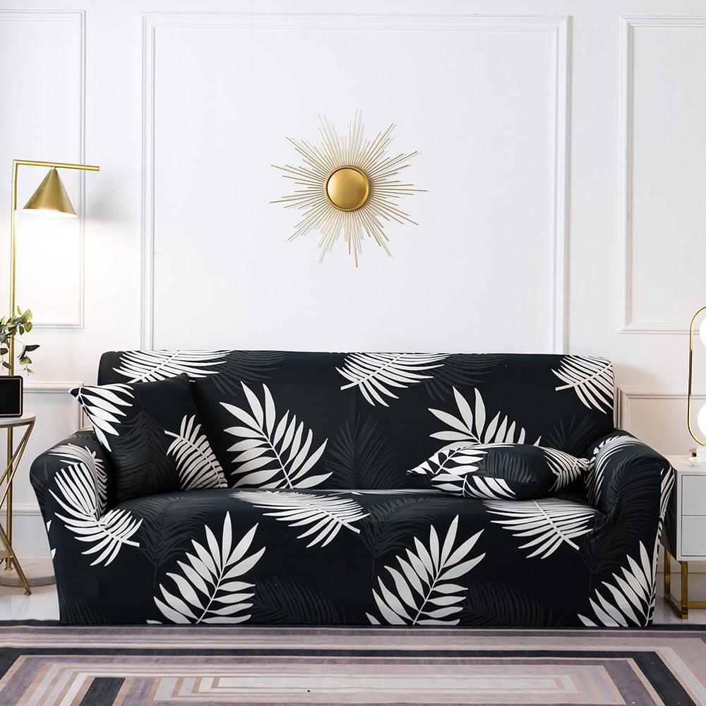 Elastic Plain Floral Printing Sofa Cover Stretch for Living Room Couch Cover Chair Protector 1/2/3/4 Seater Printed Couch Cover for 3 Cushion Couch Floral Pattern Sofa Cover with Separate Cushion Cover Pieces Stretch Sofa Slipcover