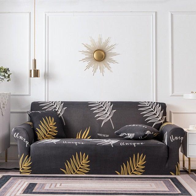 Elastic Plain Floral Printing Sofa Cover Stretch for Living Room Couch Cover Chair Protector 1/2/3/4 Seater Printed Couch Cover for 3 Cushion Couch Floral Pattern Sofa Cover with Separate Cushion Cover Pieces Stretch Sofa Slipcover