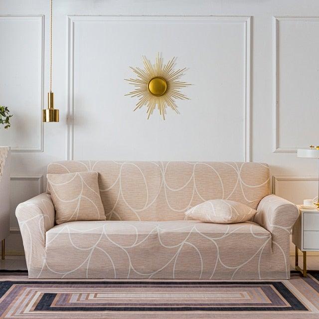 Elastic Plain Floral Printing Sofa Cover Stretch for Living Room Couch Cover Chair Protector 1/2/3/4 Seater Printed Couch Cover for 3 Cushion Couch Floral Pattern Sofa Cover with Separate Cushion Cover Pieces Stretch Sofa Slipcover