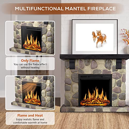 48 Inch Electric Fireplace Stone Mantel Package Y4926