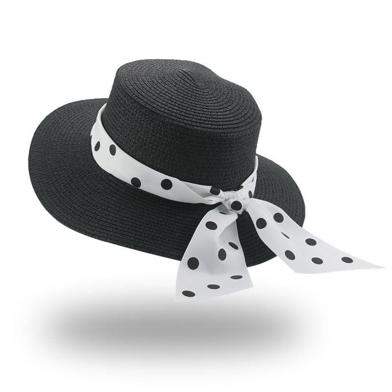 Elegant Adult Bucket Hat Beach Summer Straw Hats for Women Beach Sun Straw Hat Wide Luxury Comfortable Hat Flat Top Ribbon Bowknot Elegant Luxury Women Summer Hat 56-58cm