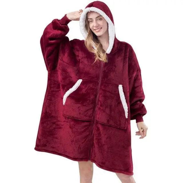Elegant Large Sweatshirts Woman Oversized Hoodie Winter Blanket With Sleeves Fleece Warm Giant Blanket Hoodies Women Sweatshirts Long Blanket with Sleeves for Winter Hooded Sweatshirt for Women and Men Pullover