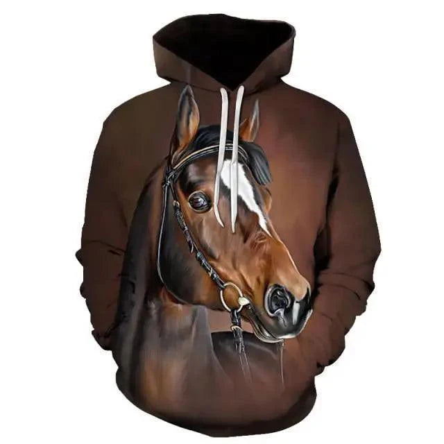Elegant Sweaty Hoodie Popular Men's And Women's Sweatshirt Highest Value Animal 3D Printing Fashion Pullover Full Size 3D Horse Graphics Print Hoodie for Men Streetwear Casual Fashion Sweatshirt