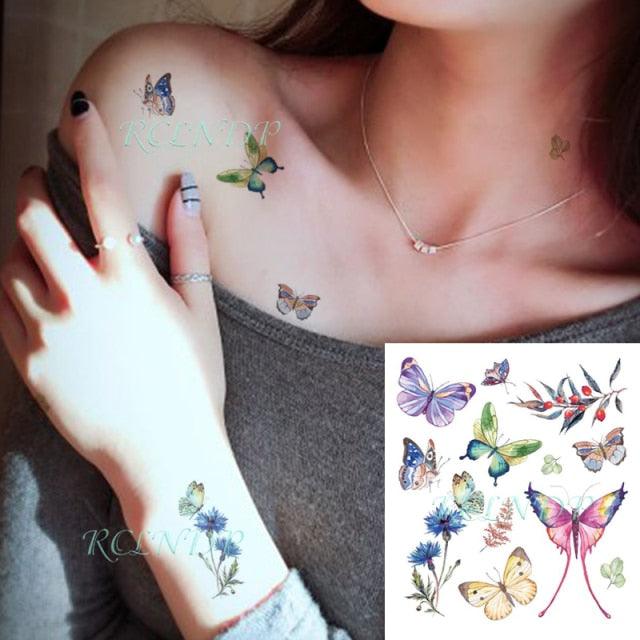 Elegant Waterproof Temporary Butterfly Sticker Tattoo Fake Halloween Party Tattoo For Woman Girls