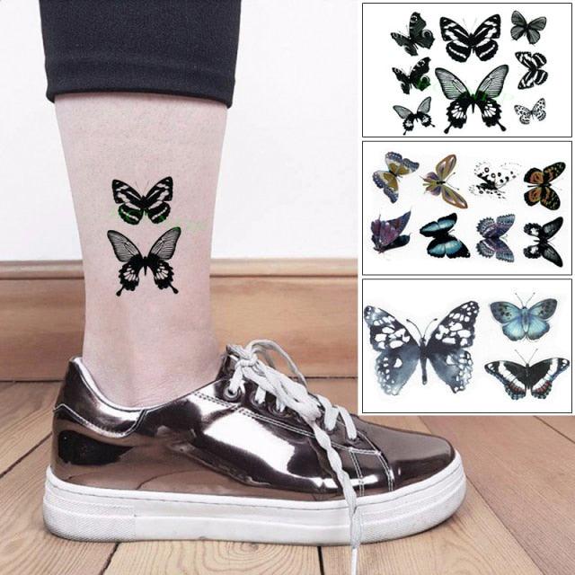 Elegant Waterproof Temporary Butterfly Sticker Tattoo Fake Halloween Party Tattoo For Woman Girls