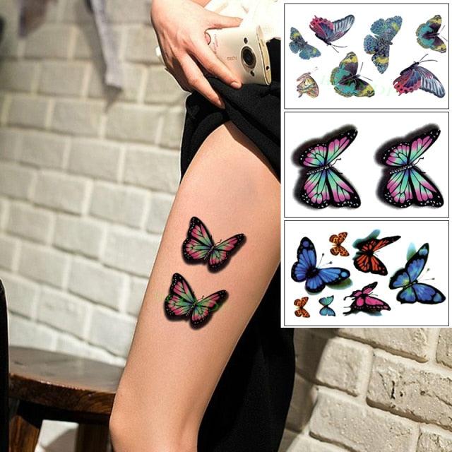 Elegant Waterproof Temporary Butterfly Sticker Tattoo Fake Halloween Party Tattoo For Woman Girls