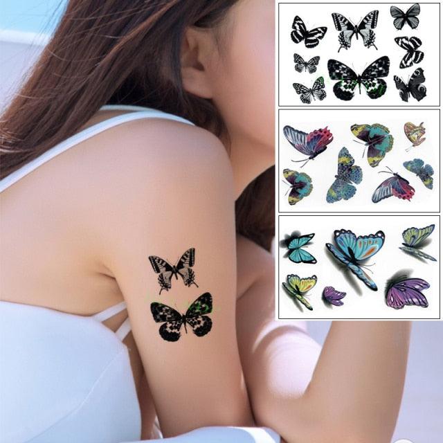 Elegant Waterproof Temporary Butterfly Sticker Tattoo Fake Halloween Party Tattoo For Woman Girls