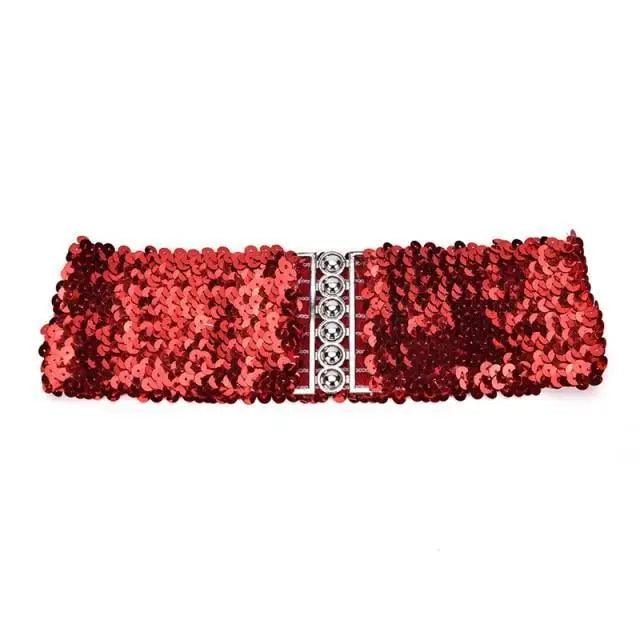Elegant Wide Fabric Strap Silver Metal Buckle Belts For Women Trendy Women's Fashion Stretchable Classic Color Belts