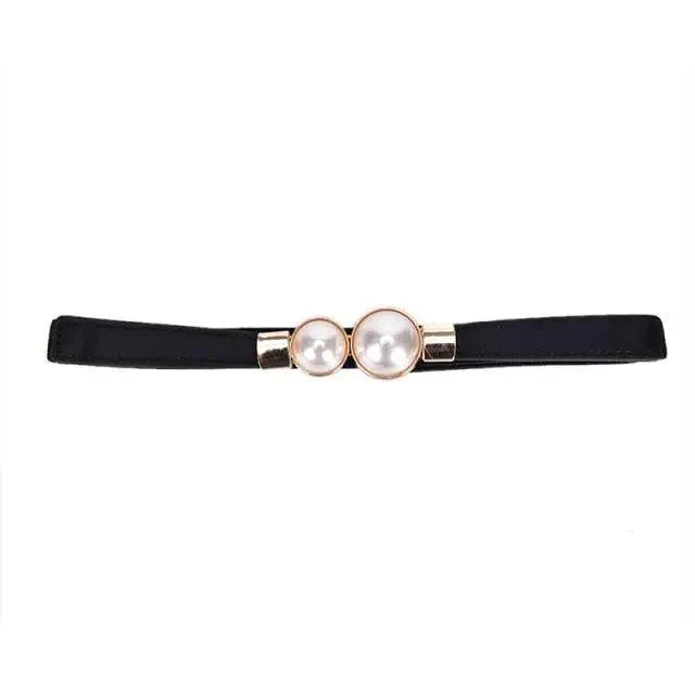 Elegant Wide Fabric Strap Silver Metal Buckle Belts For Women Trendy Women's Fashion Stretchable Classic Color Belts