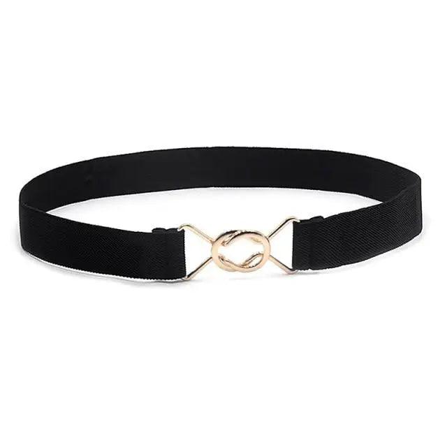 Elegant Wide Fabric Strap Silver Metal Buckle Belts For Women Trendy Women's Fashion Stretchable Classic Color Belts