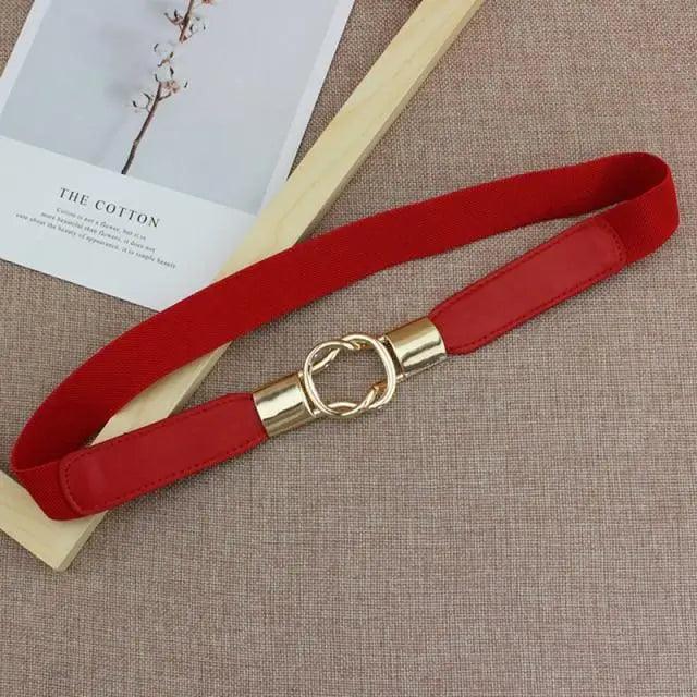 Elegant Wide Fabric Strap Silver Metal Buckle Belts For Women Trendy Women's Fashion Stretchable Classic Color Belts