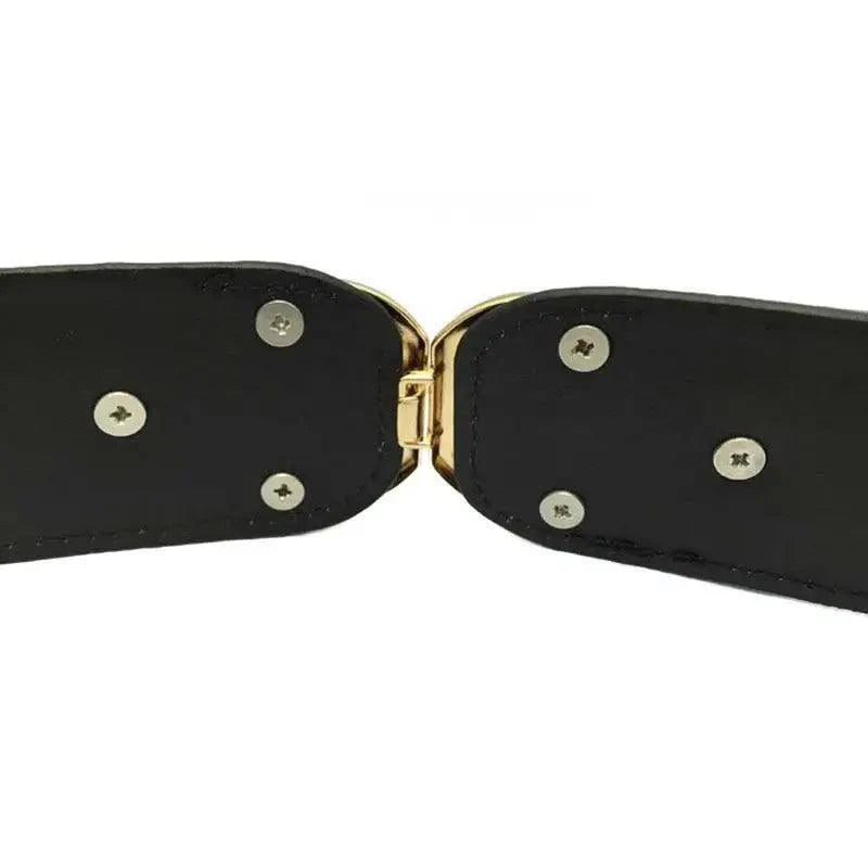 Elegant Wide Fabric Strap Silver Metal Buckle Belts For Women Trendy Women's Fashion Stretchable Classic Color Belts