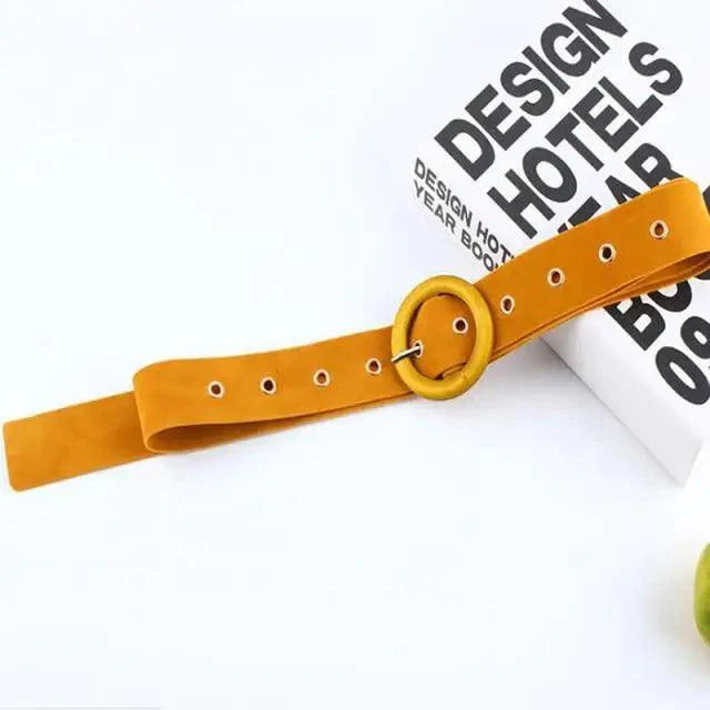 Elegant Wide Fabric Strap Silver Metal Buckle Belts For Women Trendy Women's Fashion Stretchable Classic Color Belts