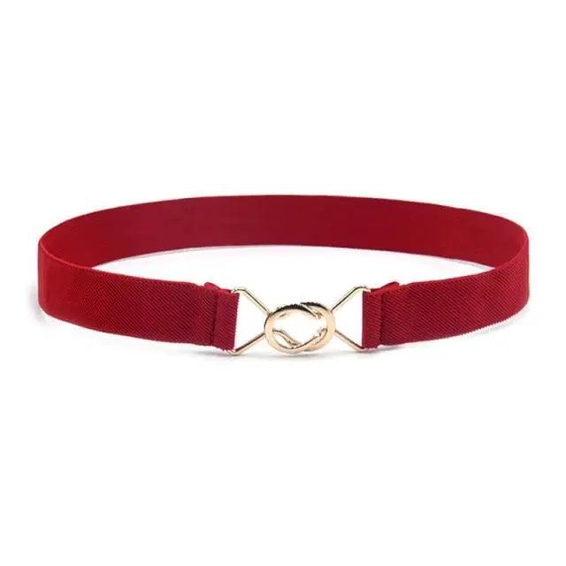 Elegant Wide Fabric Strap Silver Metal Buckle Belts For Women Trendy Women's Fashion Stretchable Classic Color Belts