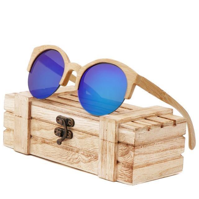 Elegant Wooden Design Classic Sunglasses Design Stylish Popular Wooden Sunglasses For Men & Women Round Bamboo Glasses Mirror Sun Glasses Retro Glasses