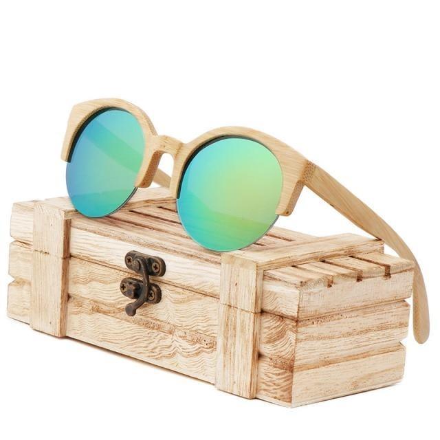 Elegant Wooden Design Classic Sunglasses Design Stylish Popular Wooden Sunglasses For Men & Women Round Bamboo Glasses Mirror Sun Glasses Retro Glasses