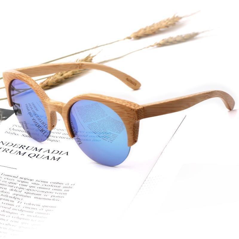 Elegant Wooden Design Classic Sunglasses Design Stylish Popular Wooden Sunglasses For Men & Women Round Bamboo Glasses Mirror Sun Glasses Retro Glasses