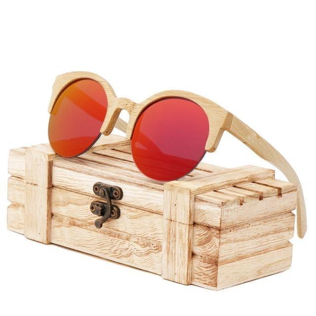 Elegant Wooden Design Classic Sunglasses Design Stylish Popular Wooden Sunglasses For Men & Women Round Bamboo Glasses Mirror Sun Glasses Retro Glasses