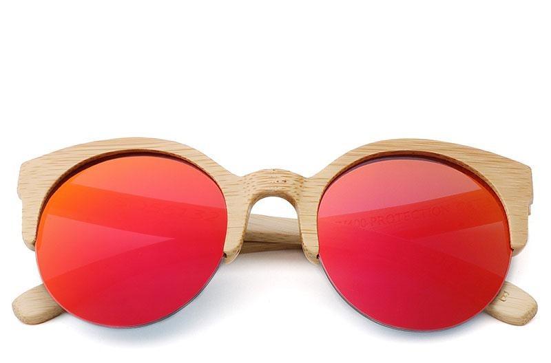 Elegant Wooden Design Classic Sunglasses Design Stylish Popular Wooden Sunglasses For Men & Women Round Bamboo Glasses Mirror Sun Glasses Retro Glasses