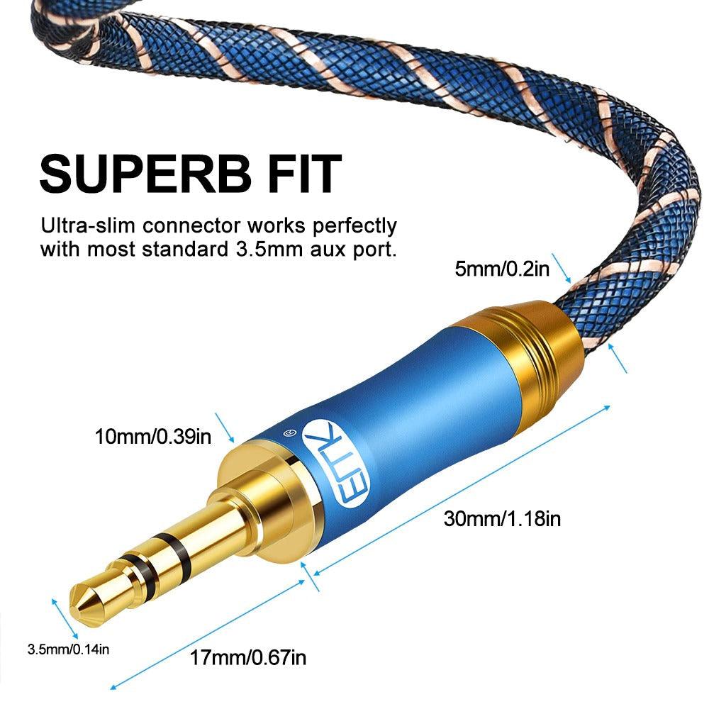 Gold Plated 3.5mm Audio Aux Cable For Car Headphone Speaker Mobile Phone
