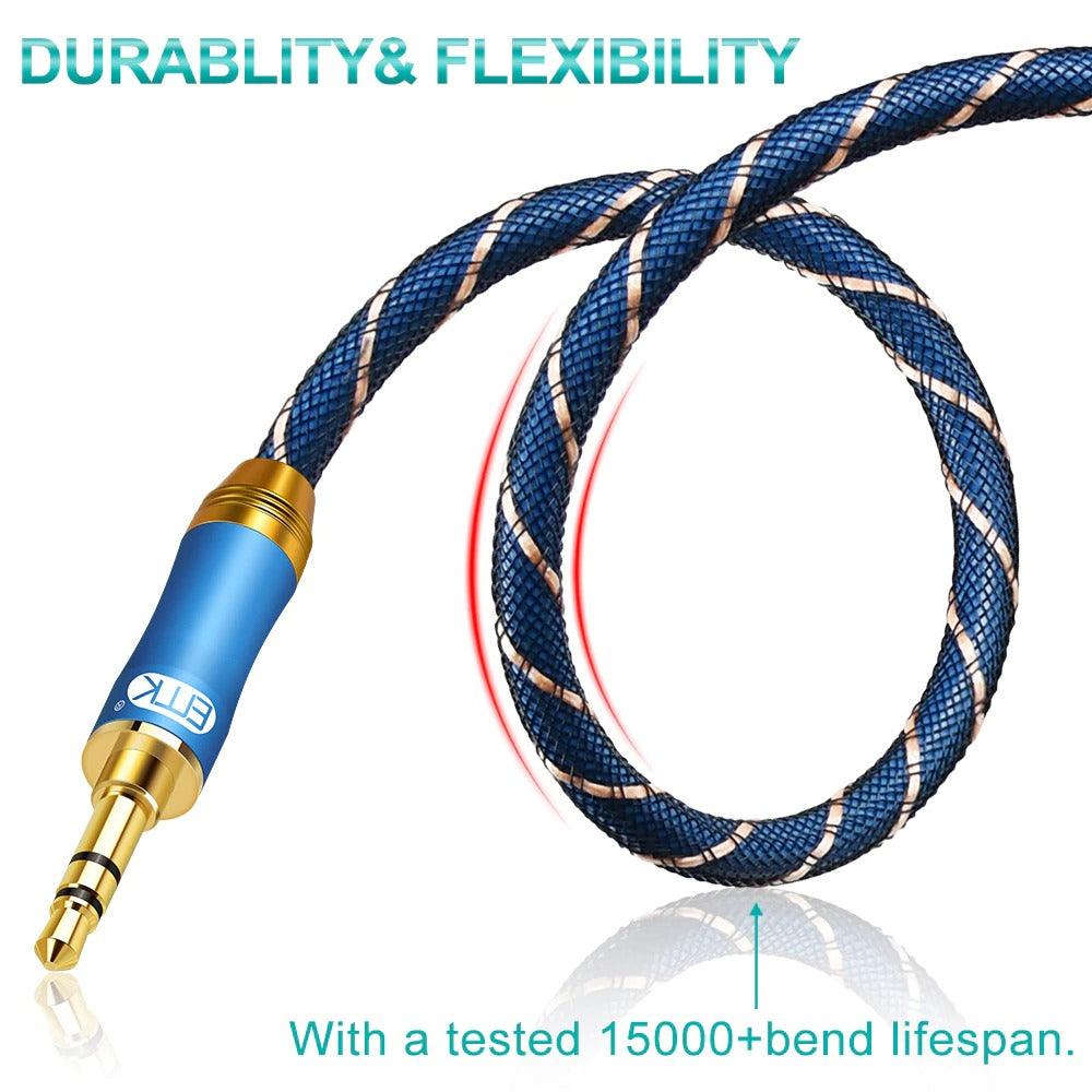 Gold Plated 3.5mm Audio Aux Cable For Car Headphone Speaker Mobile Phone
