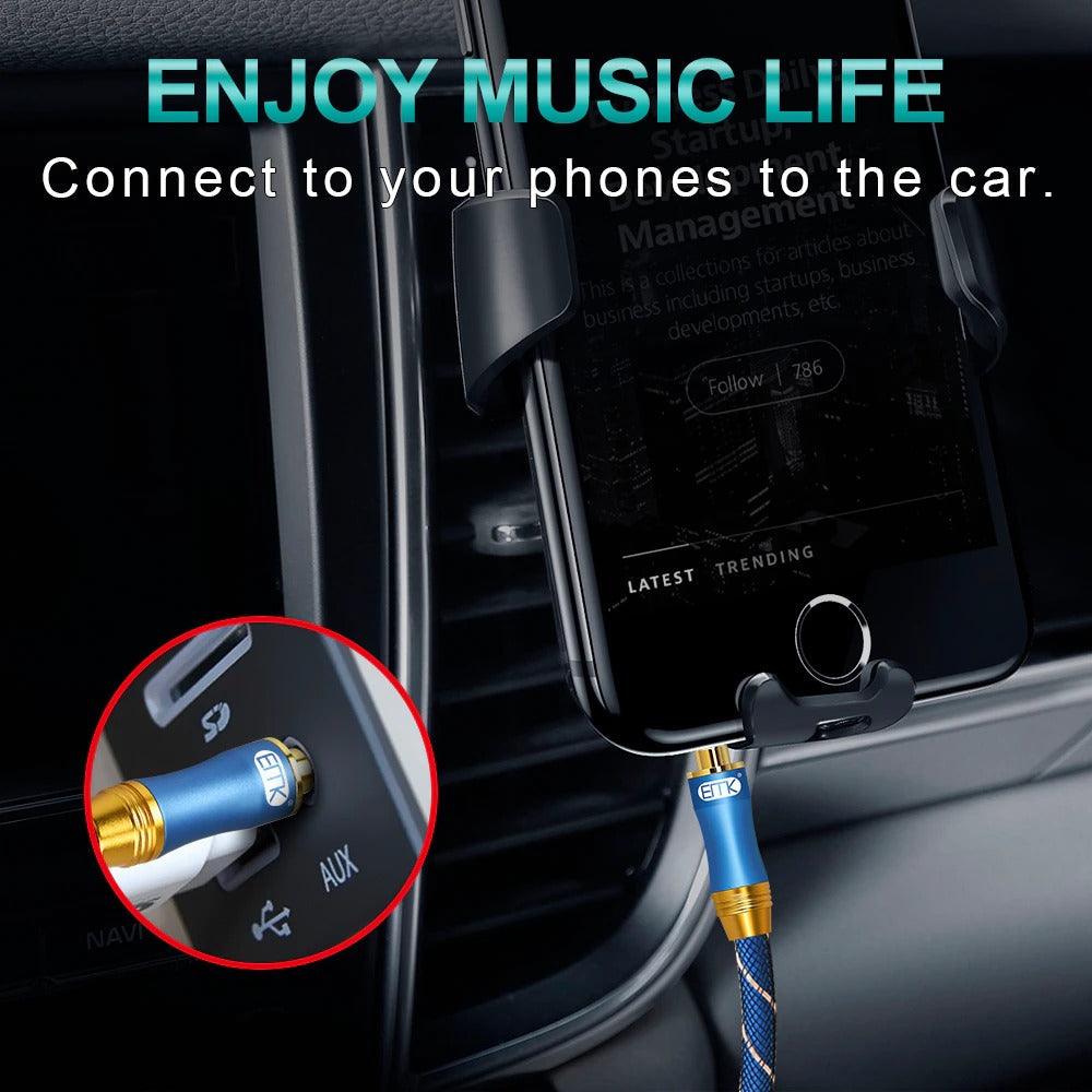 Gold Plated 3.5mm Audio Aux Cable For Car Headphone Speaker Mobile Phone