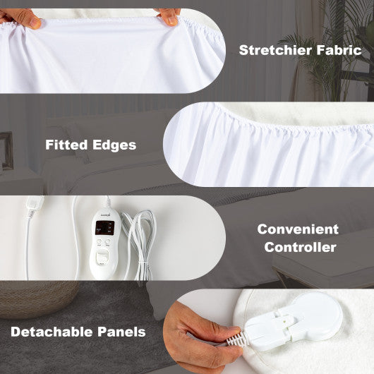 Safe Electric Heated Mattress Pad with 4 Size 8 Temperature 10-Hour Timer-Full Size