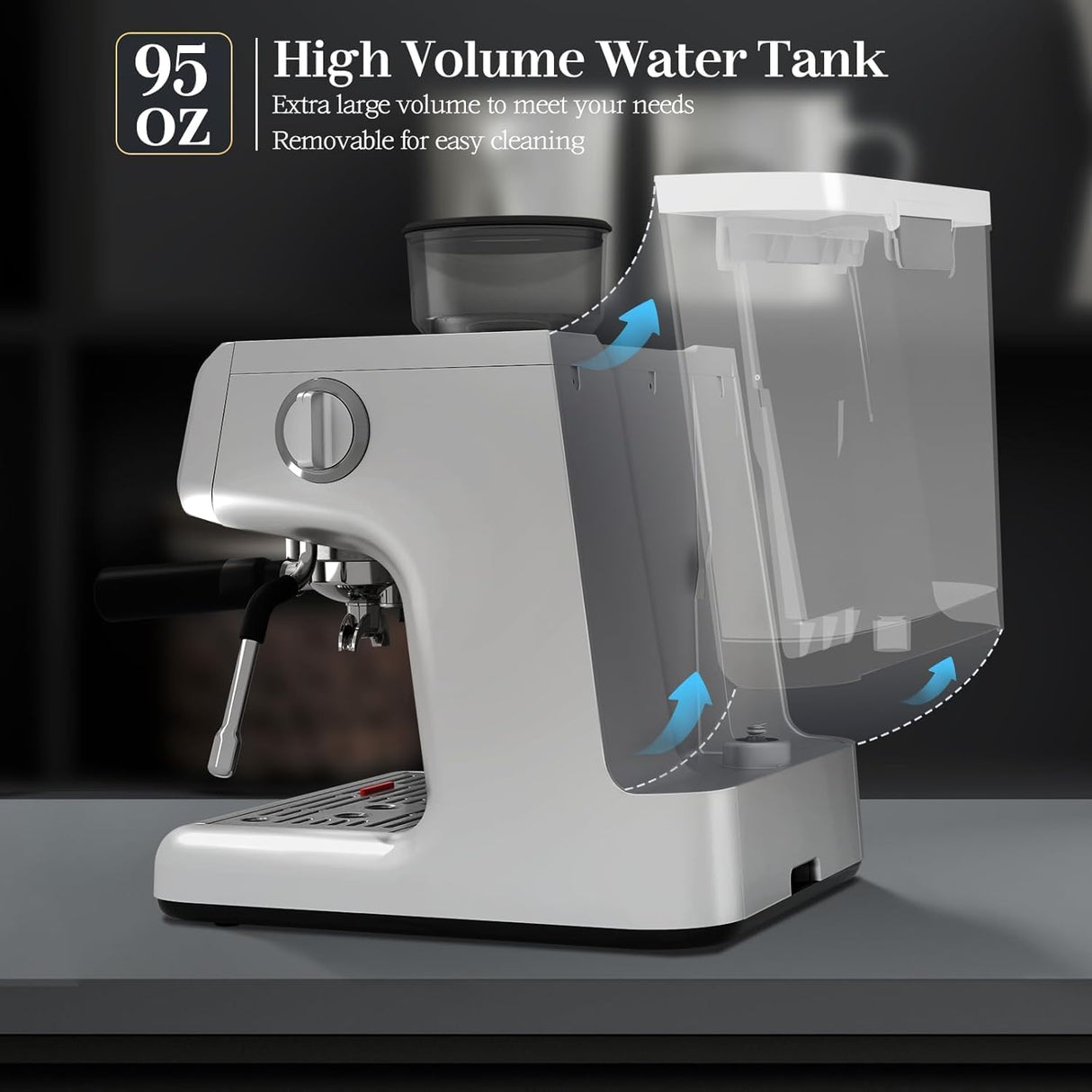 Espresso Machine ,Semi-Automatic Coffee Maker with Bean Grinder and Milk Frother Steam Wand CM8050
