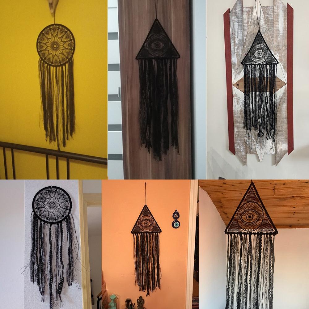 Evil Eye Dream Catcher Home Room Decor Black Room Decoration For Farmhouse Wind Chimes Moon Dream Catchers For Bedroom Home Decor Wedding Ornament Craft Gift